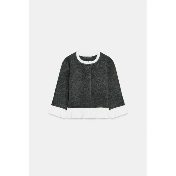 ZARA CONTRAST POPLIN CARDIGAN - Picture 7 of 9